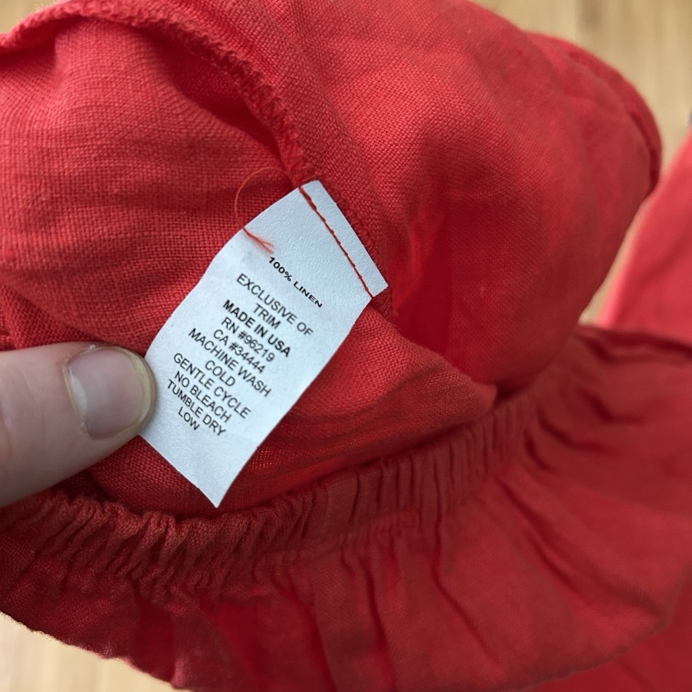 Willow Womens Red Linen Boho Pants Small Cropped Bohemian Hippie Artsy Pull On * - Picture 7 of 11